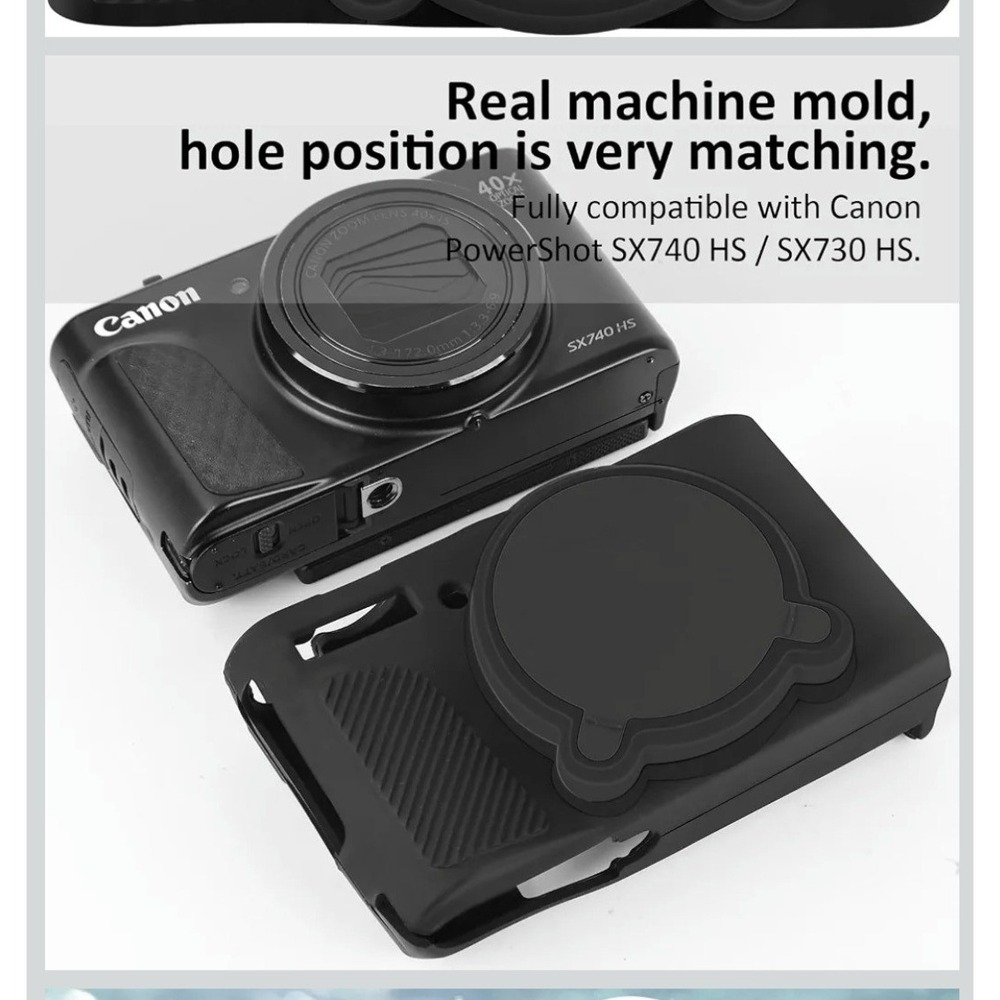 ARVOK Black Silicone Camera Case for Canon PowerShot SX740 HS SX730 HS Cover